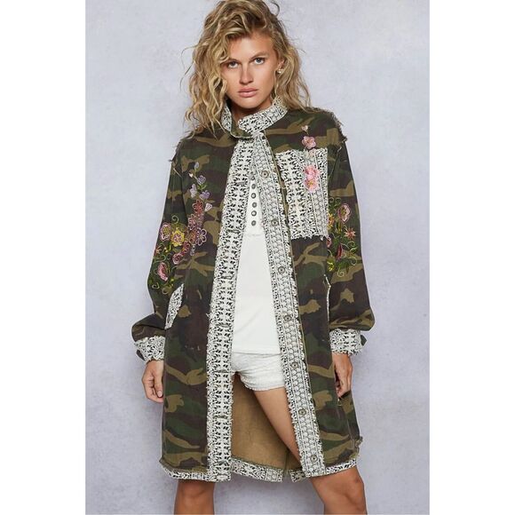 POL Open Front Camo & Floral Cardigan Size S - Picture 1 of 10